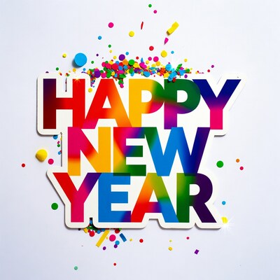 Happy New Year colorful text
