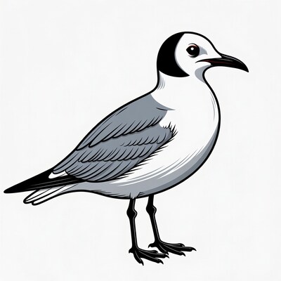 Seagull standing on white background