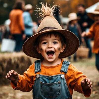 Happy boy in straw hat