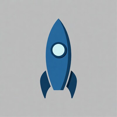 Blue rocket ship illustration