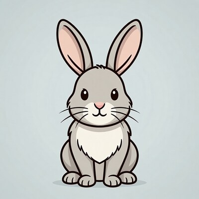 Cute cartoon bunny sitting