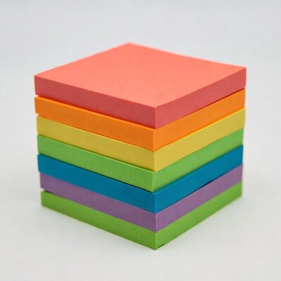 Rainbow sticky notes stack