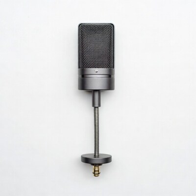 Black studio microphone on stand