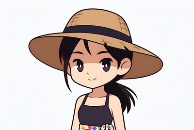 Girl wearing straw hat