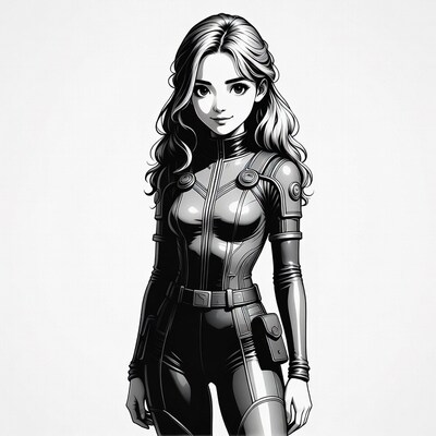 Woman in futuristic suit