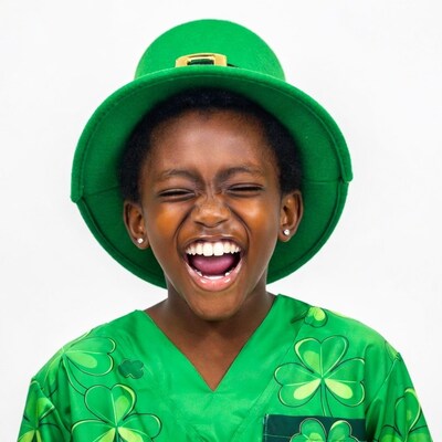 Girl in green St Patricks Day outfit