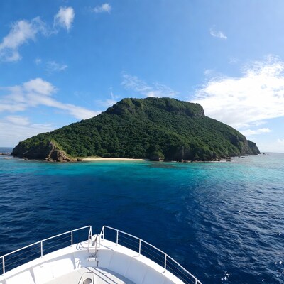 Boat view of green island