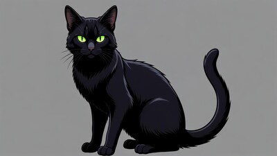 Black cat with green eyes