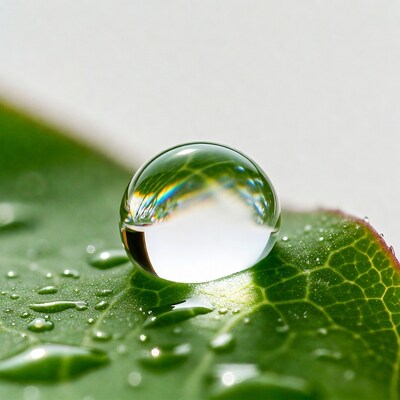 Water droplet on green leaf