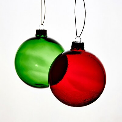 Green and red glass ornaments