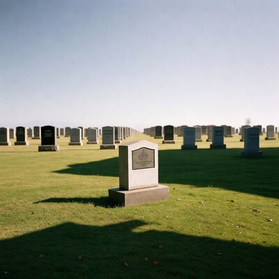Gravestone in cemetery field