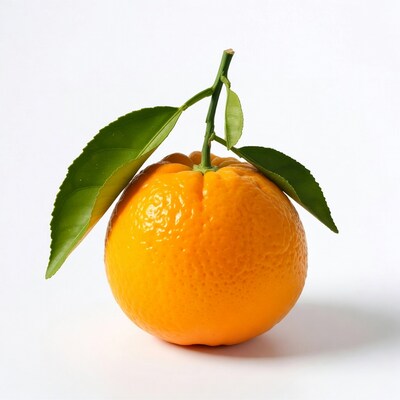 Orange with green leaves