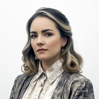 Woman with blonde and dark hair