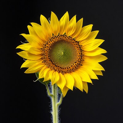 Sunflower on black background