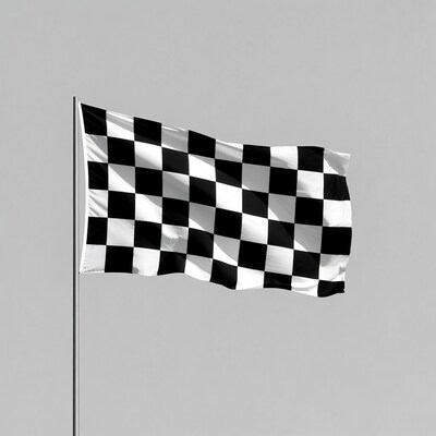 Checkered flag waving on pole