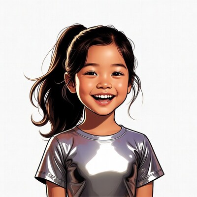 Smiling Asian girl with ponytail