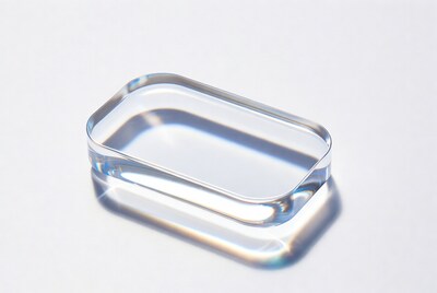 Clear glass petri dish on white