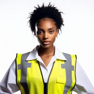 Woman in safety vest