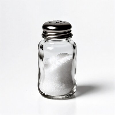 Glass salt shaker with metal lid