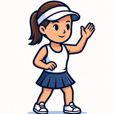 Cartoon girl waving hello