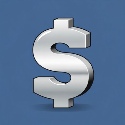 Metallic dollar sign on blue