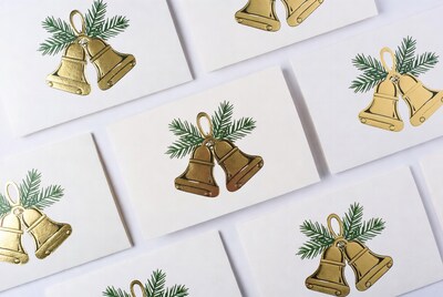 Christmas bell cards with gold foil