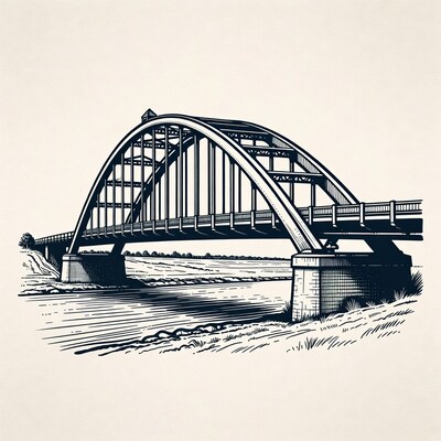Arch bridge over river