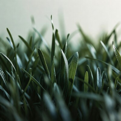 Close up of green grass blades