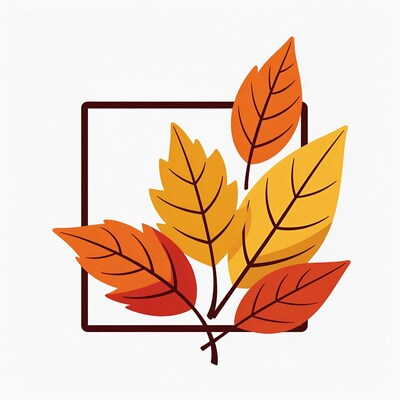 Autumn leaves in square frame