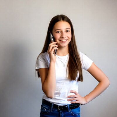 Teen girl talking on phone