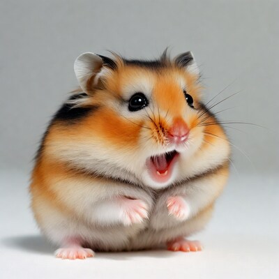 Cute hamster with mouth open