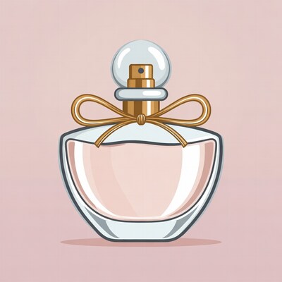 Perfume bottle with gold bow