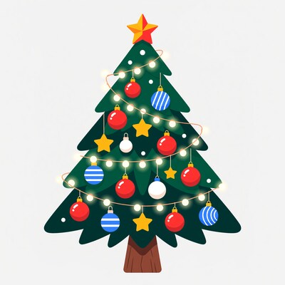 Christmas tree with lights and ornaments