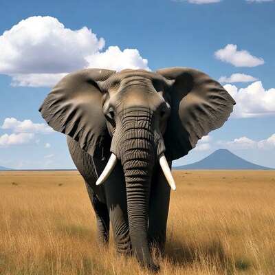 Elephant in savanna landscape