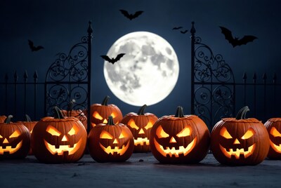 Jack O Lanterns Under Full Moon