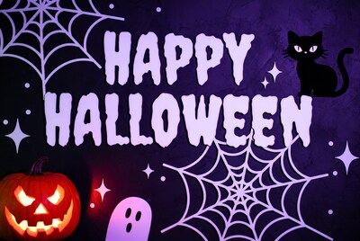 Happy Halloween sign with pumpkin