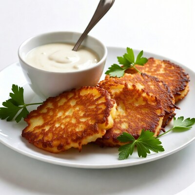 Potato pancakes with sour cream
