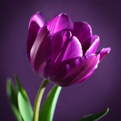 Purple tulip on dark background