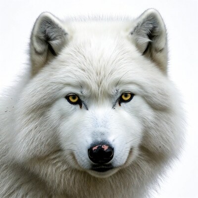 White wolf close up portrait