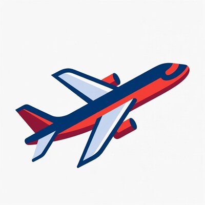 Red and blue airplane illustration
