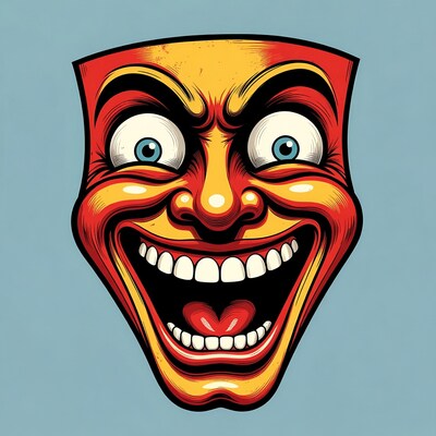 Cartoon face with big grin