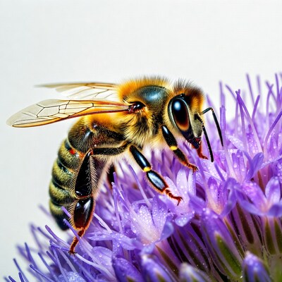 Honeybee on purple flower