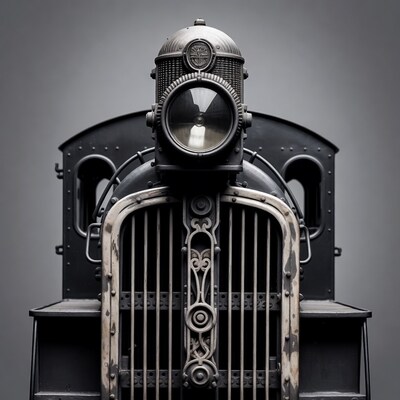 Vintage steam locomotive front view