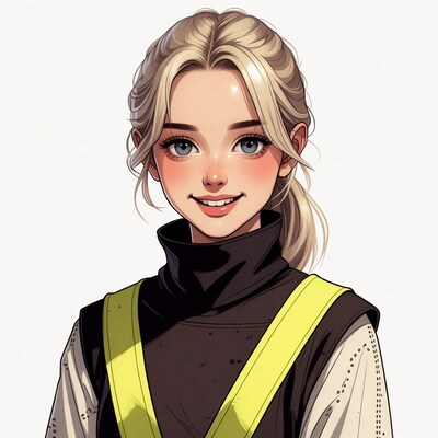 Blonde woman in safety vest