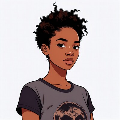 Young woman with curly hair