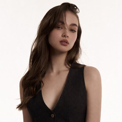 Young woman with long brown hair