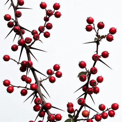 Thorny branches with red berries