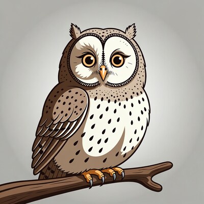 Owl perched on branch
