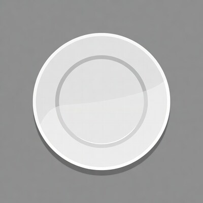 White plate on gray background