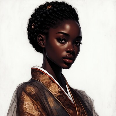 African woman in ornate robe